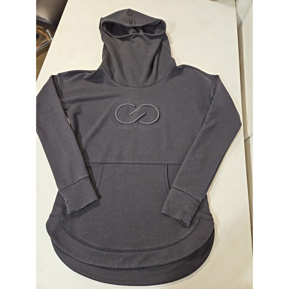 Calia Hoodie Women Small Black Pullover Front Logo Kangaroo Pocket Cowl Neck(298
